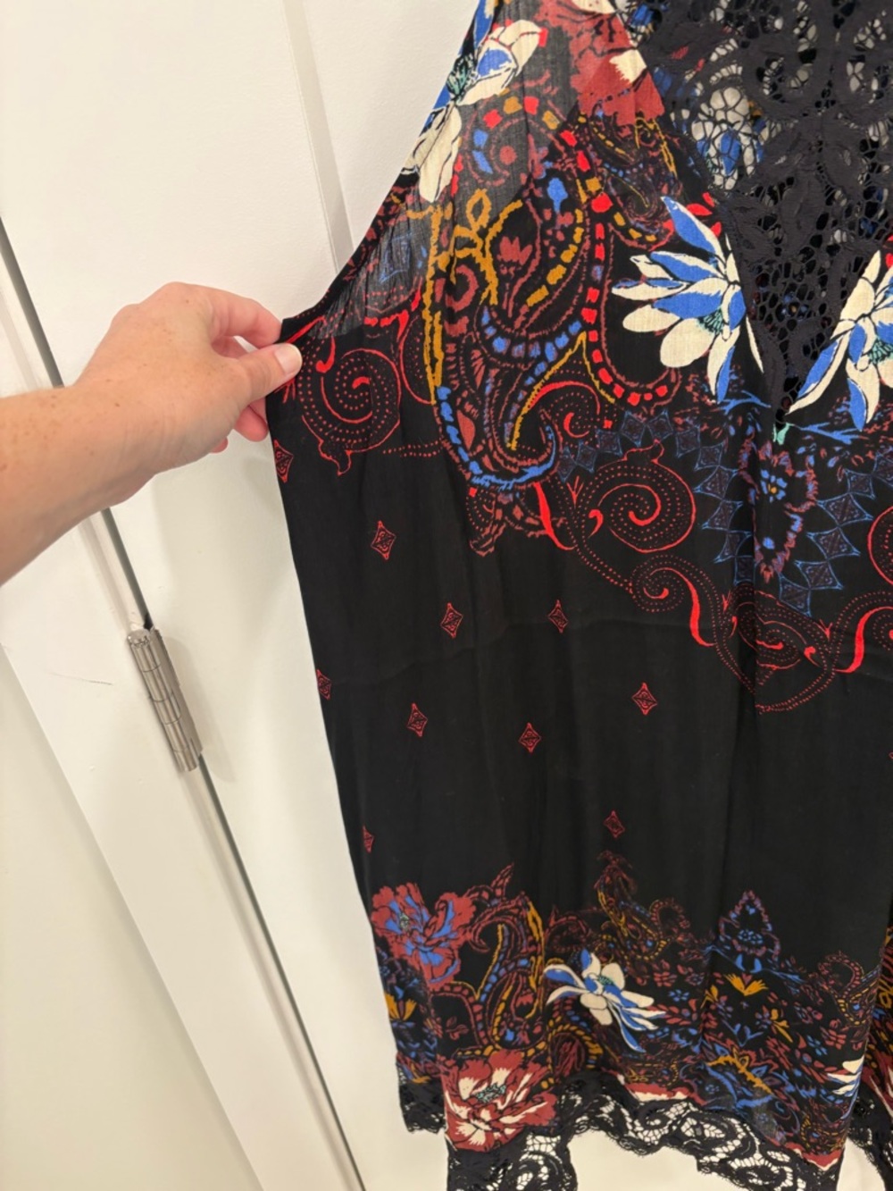 Free People Intimately Whimsygoth Black Lace Who’s Sorry Now Floral Slip Dress L - Picture 3 of 12